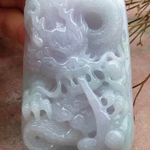 Certified Hand Carved Natural Burma A Jade jadeite Dragon Ruyi Pendant Necklace